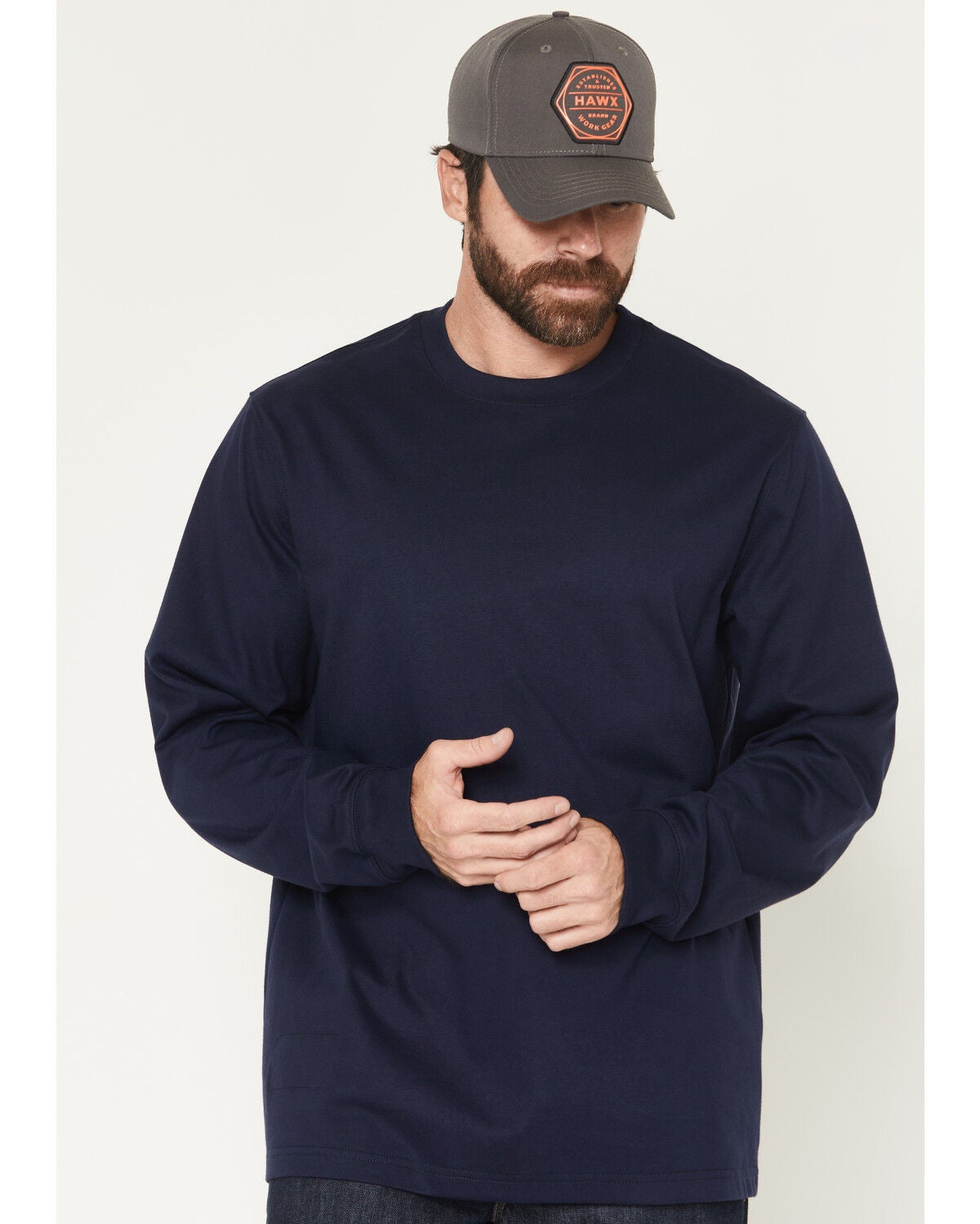 Image #2 - Hawx Men's FR Built Tough Long Sleeve Graphic Work T-Shirt, Dark Blue, hi-res