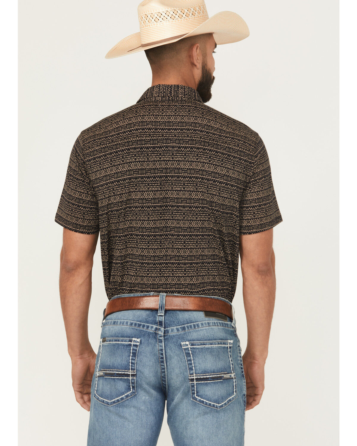 Image #4 - Ariat Men's Retro Southwestern Stripe Print Short Sleeve Button-Down Stretch Western Shirt, Black, hi-res