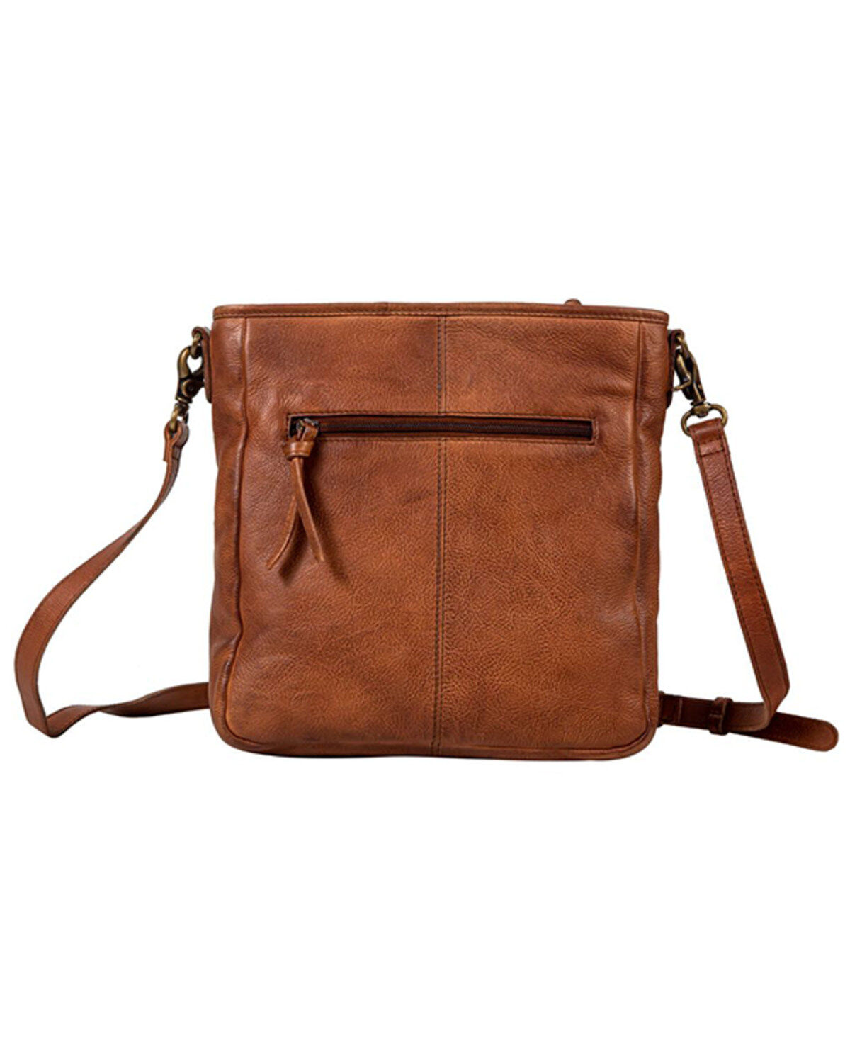 Image #3 - Myra Bag Women's Santa Clara Canyon Stitched Hairon Leather Crossbody Bag, Brown, hi-res