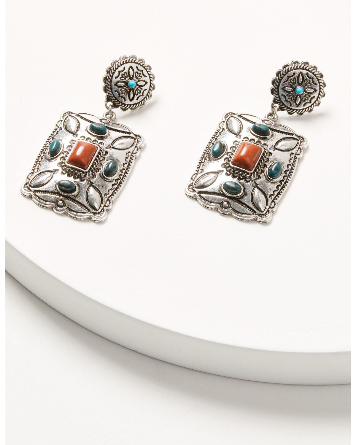 Shyanne Women's American Heritage Concho Earrings, Silver, hi-res