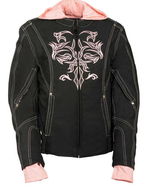 Milwaukee Leather Women's 3/4 Jacket With Reflective Tribal Detail - 3X, Pink/black, hi-res