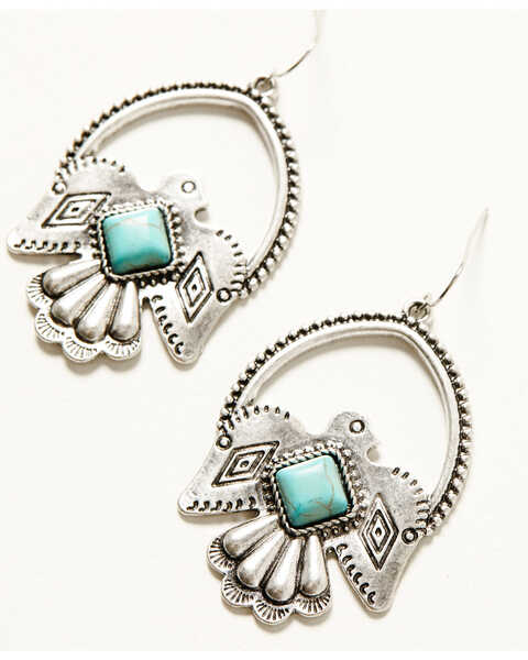 Cowgirl Confetti Women's Silver & Turquoise Thunderbird Just Fly Earrings, Silver, hi-res