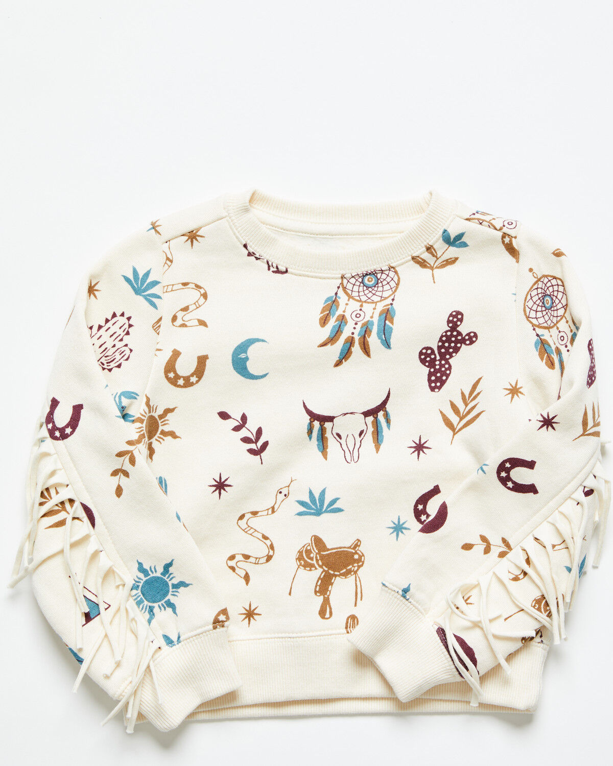 Image #1 - Shyanne Toddler Girls' Cassi Conversational Fringe Pullover Sweater, Cream, hi-res