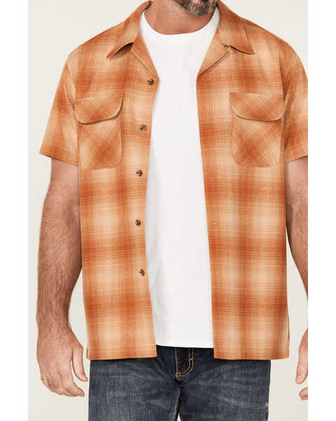 Pendleton Men's Board Small Plaid Short Sleeve Button-Down Western Shirt , Brown, hi-res