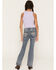 Image #1 - Shyanne Girls' Shay Medium Wash Southwestern Pocket Bootcut Stretch Denim Jeans, Medium Wash, hi-res