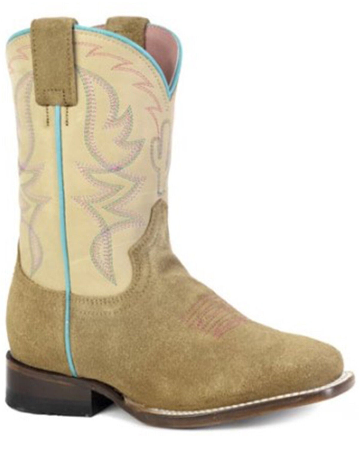 Roper Little Girls' Saguaro Western Boots - Broad Square Toe, Tan, hi-res
