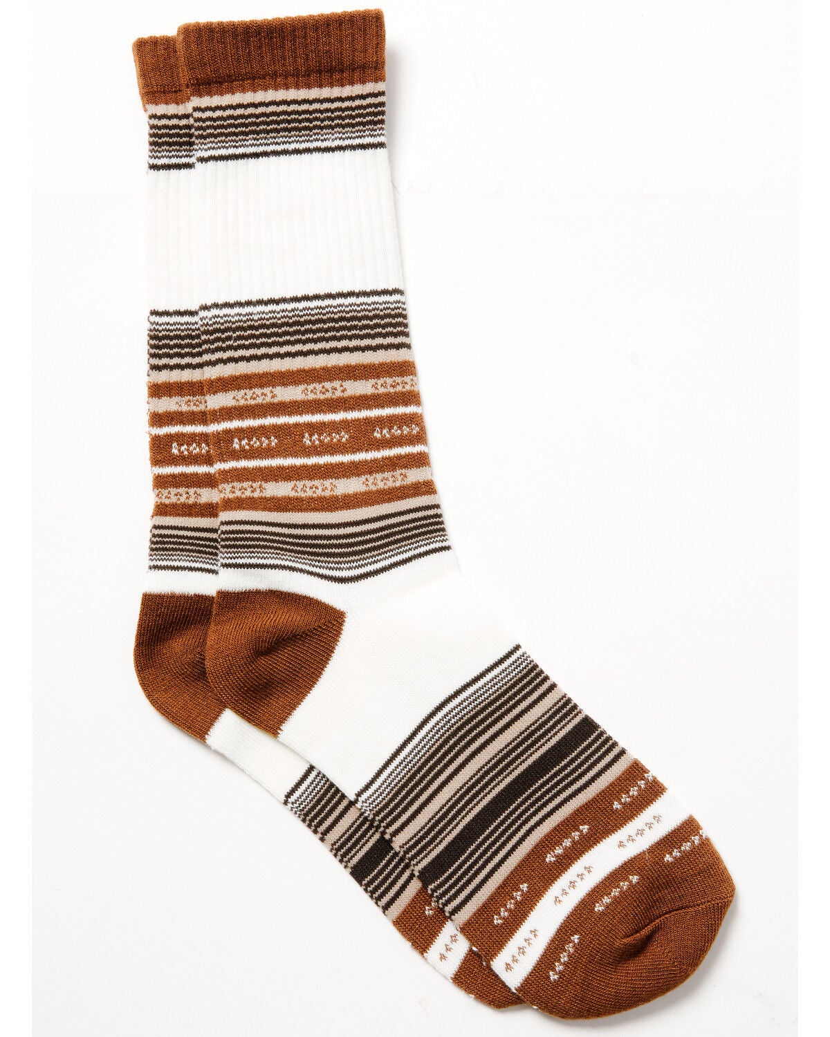 Cody James Men's Rio Southwester Stripe Print Crew Socks, Brown, hi-res