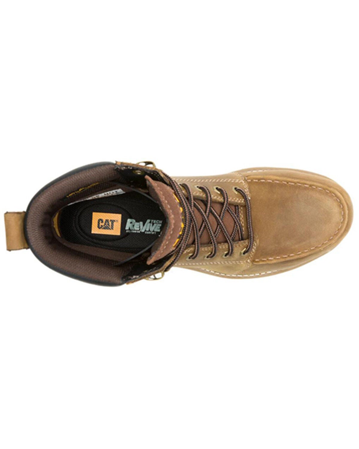 Image #6 - Caterpillar Men's Second Shift Grader Moc Work Boots - Steel Toe, Wheat, hi-res