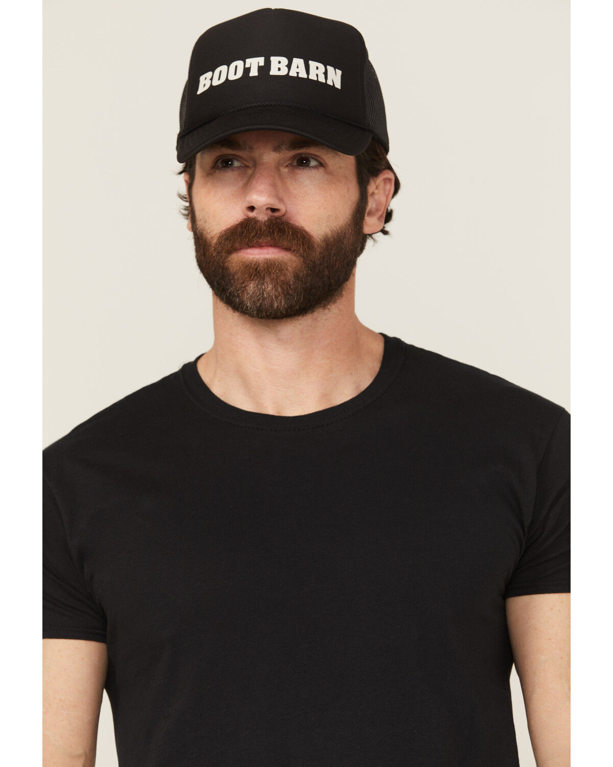 Image #1 - Boot Barn Logo Trucker Cap, Black, hi-res