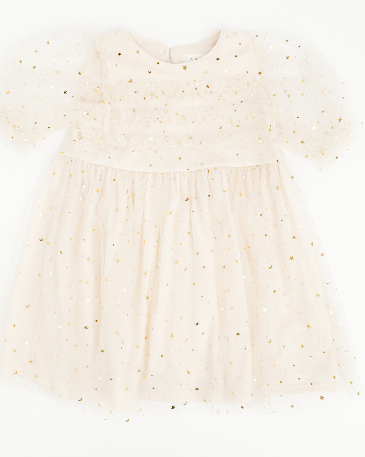 Image #1 - Yura Toddler Girls' Star Tulle Short Sleeve Dress, Cream, hi-res