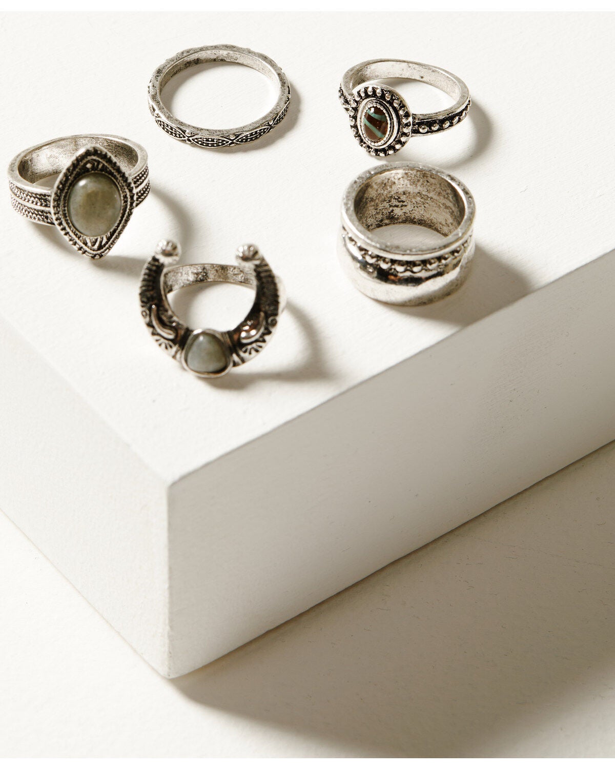 Shyanne Women's Soleil Squash Blossom Ring Set - 5 Piece, Silver, hi-res
