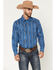 Image #1 - Wrangler Men's Checotah Southwestern Print Long Sleeve Snap Western Shirt, Blue, hi-res