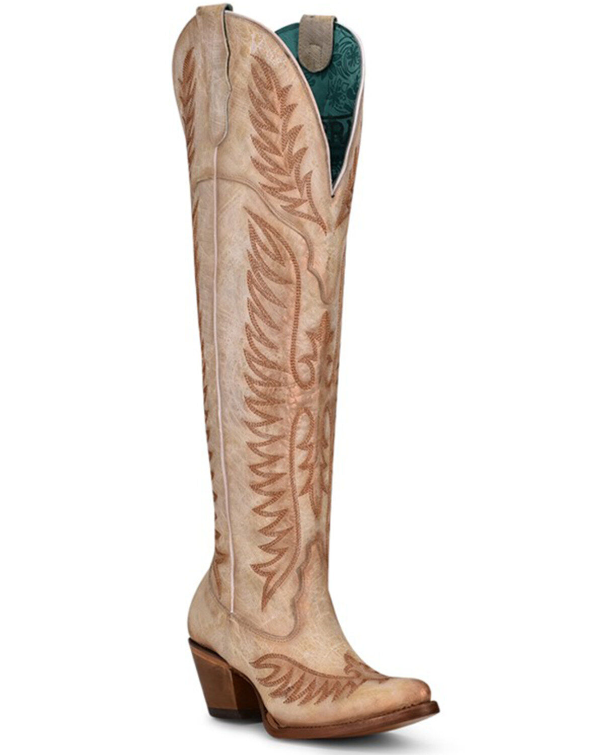 Image #1 - Corral Women's White Embroidery Western Boots - Round Toe, White, hi-res