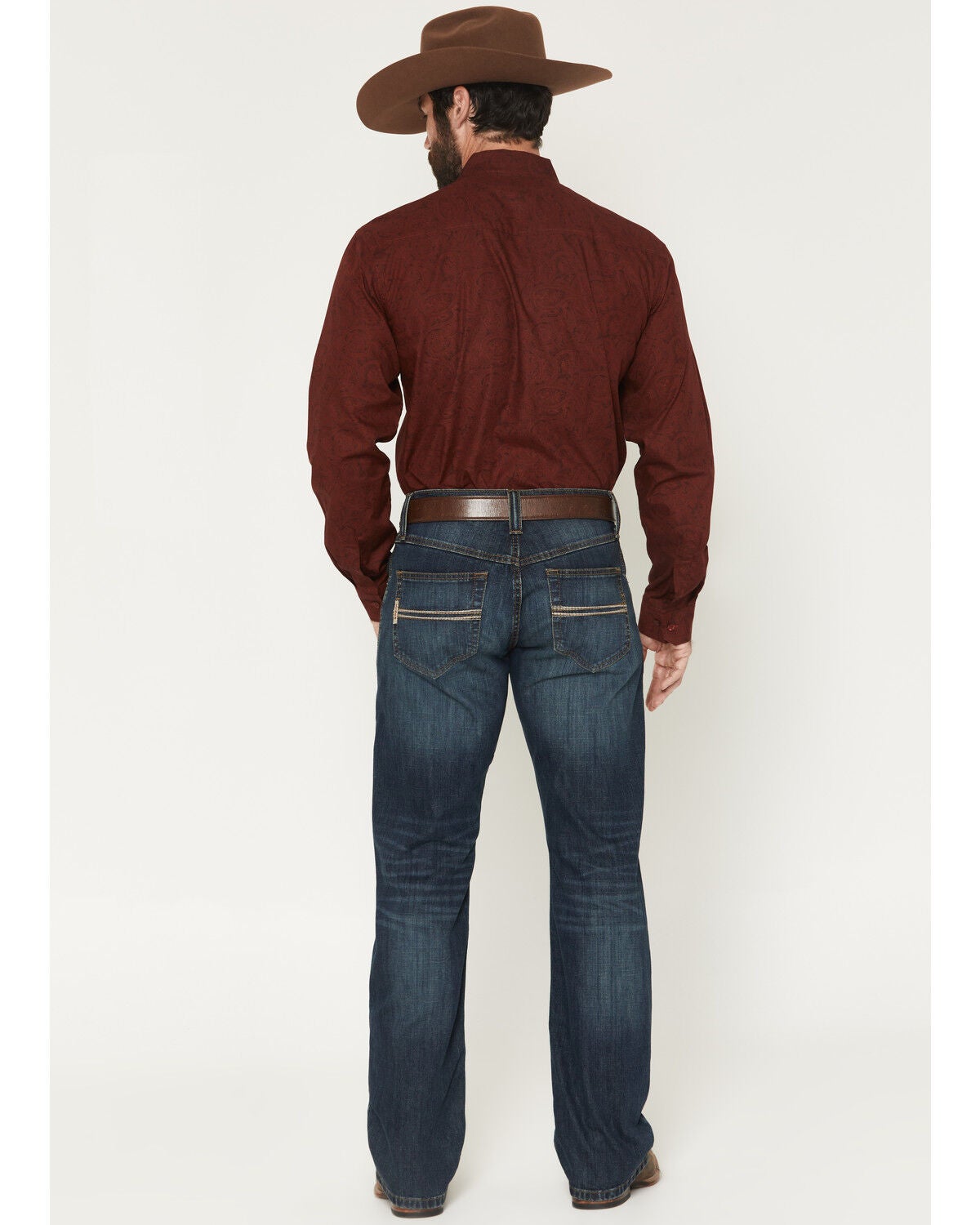 Image #3 - Cinch Men's Carter 2.0 Dark Wash Relaxed Bootcut Stretch Denim Jeans, Indigo, hi-res