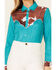 Ranch Dress'n Women's Jade Cowhide Print Long Sleeve Snap Western Shirt , Jade, hi-res