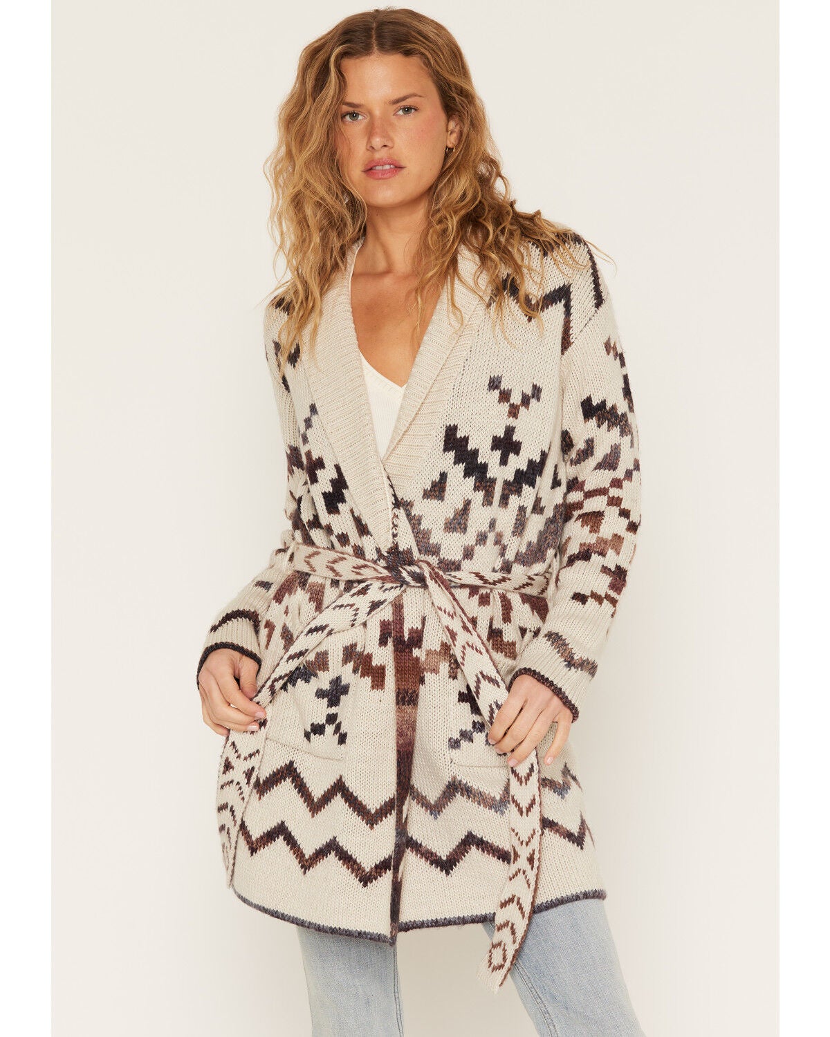 Idyllwind Women's Sugartree Southwestern Print Cardigan, Cream, hi-res