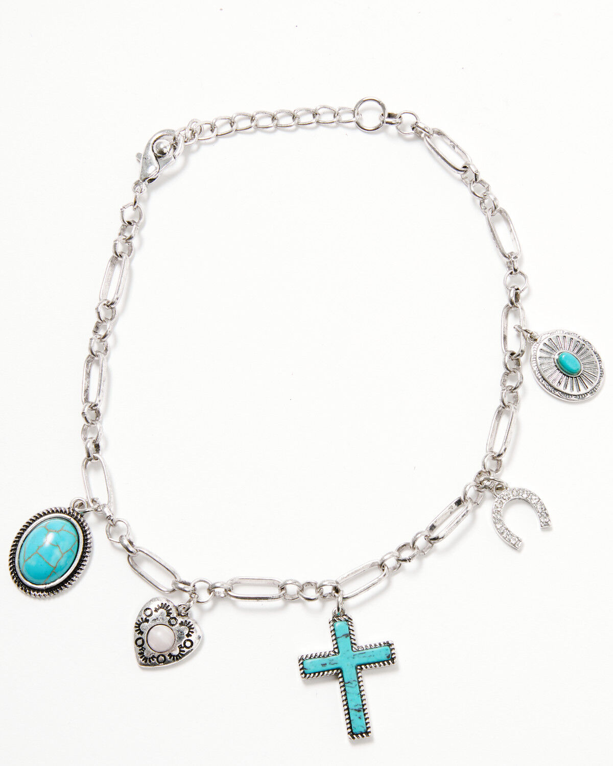 Image #2 - Shyanne Women's Turquoise Cross Charms Boot Bracelet, Silver, hi-res