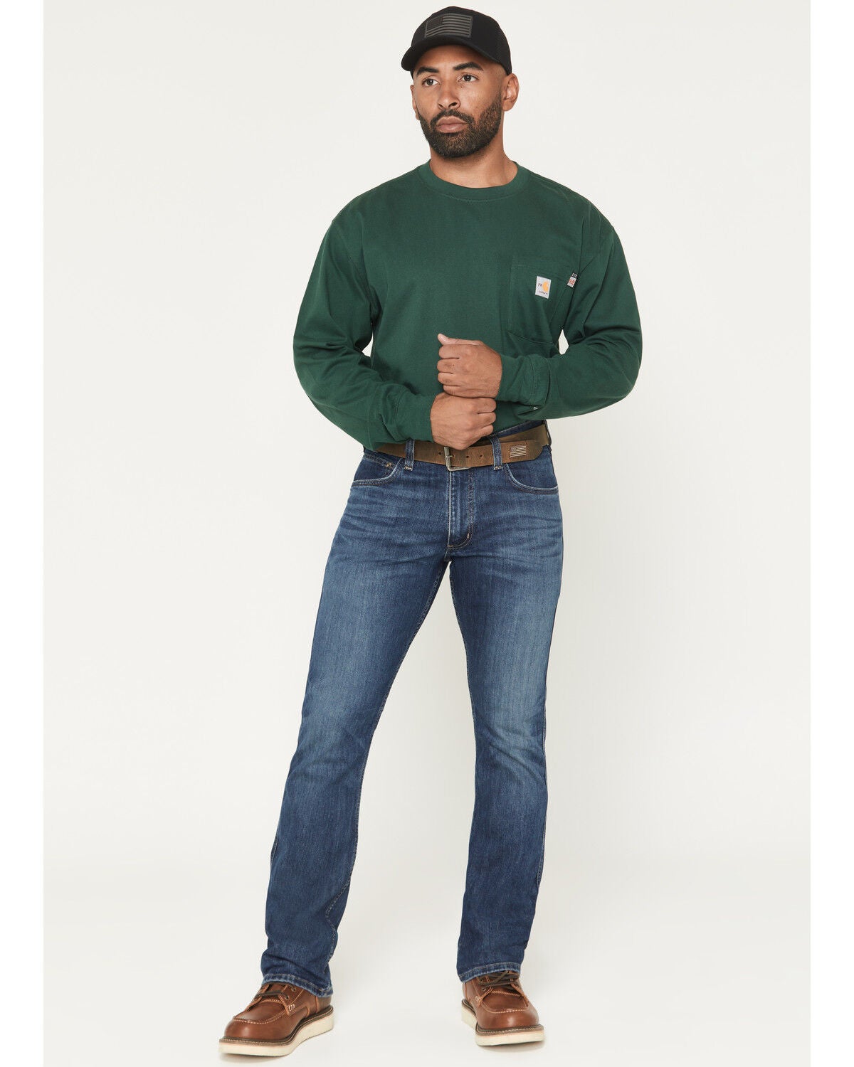 Carhartt Men's FR Tamarack Medium Wash Relaxed Bootcut Rugged Flex&reg; Stretch Denim Jeans, Medium Wash, hi-res