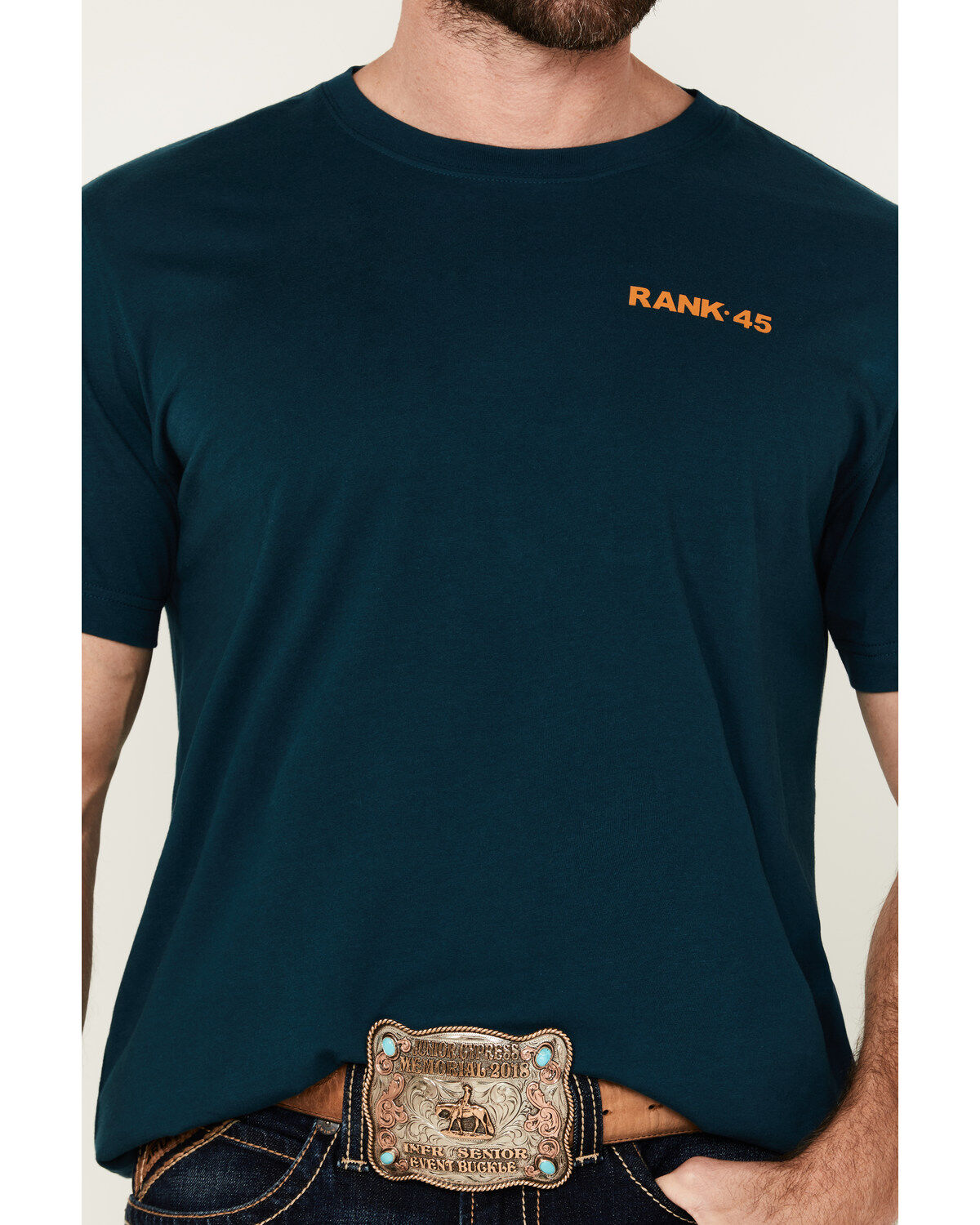 Image #3 - RANK 45® Men's Heritage Rodeo Short Sleeve Graphic T-Shirt, Dark Teal, hi-res