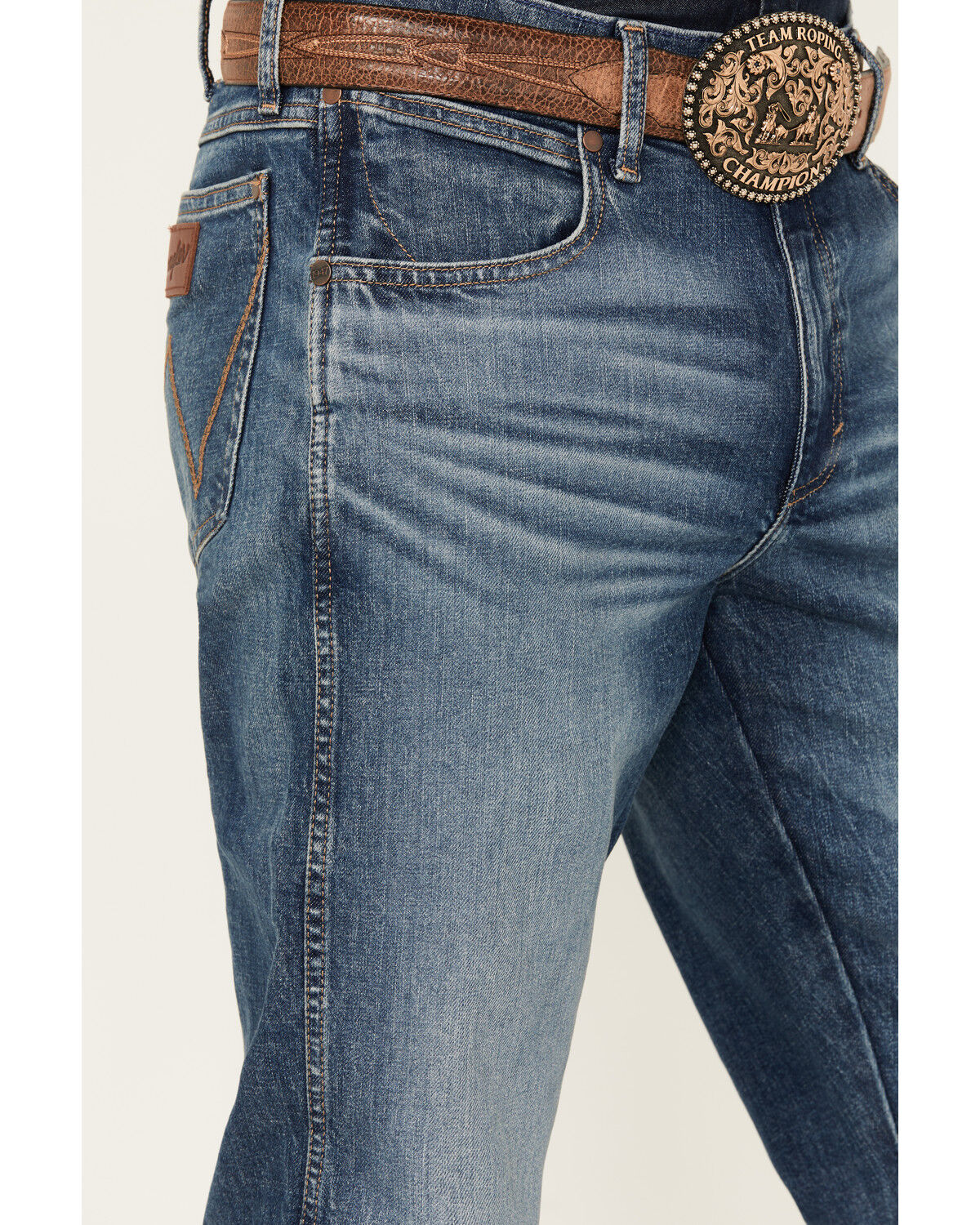 Product Name:  Wrangler Retro Men's 77MWZ Whitley Medium Wash Slim Bootcut Stretch Denim Jeans