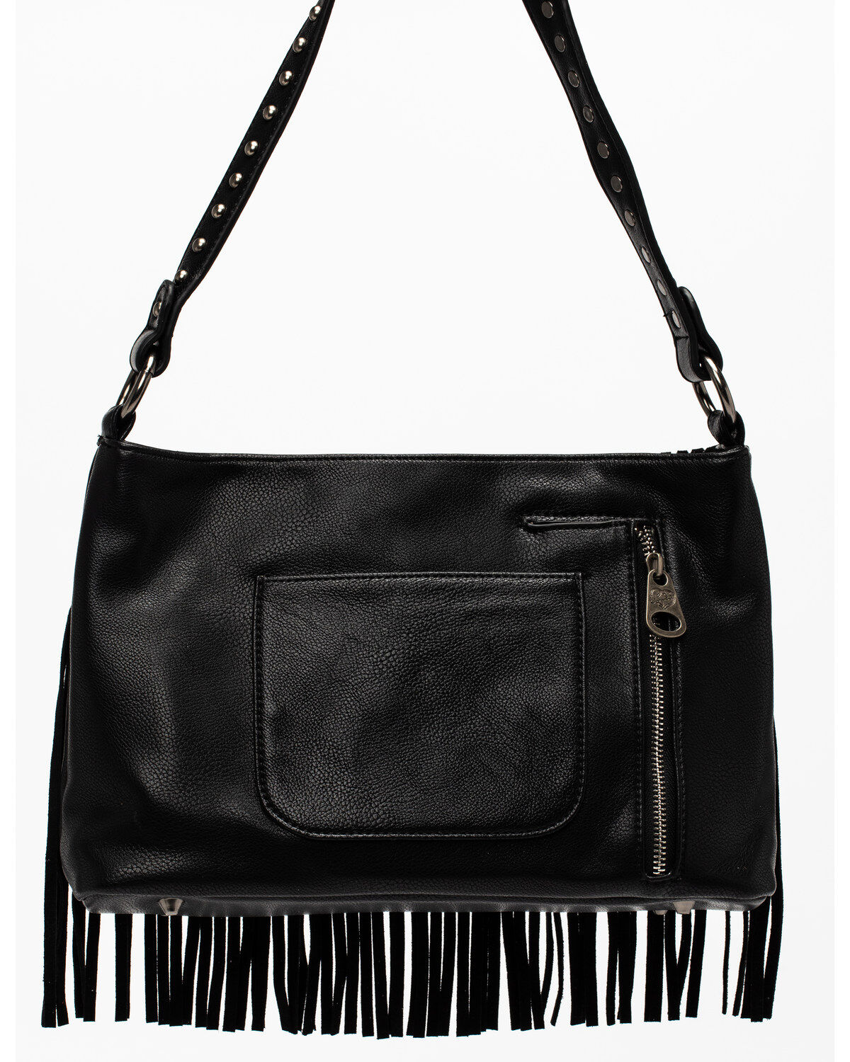 black fringe handbag