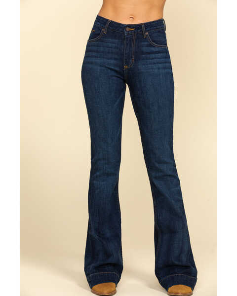Kimes Ranch Women's Dark Wash Jennifer High Rise Wide Flare Jeans, Blue