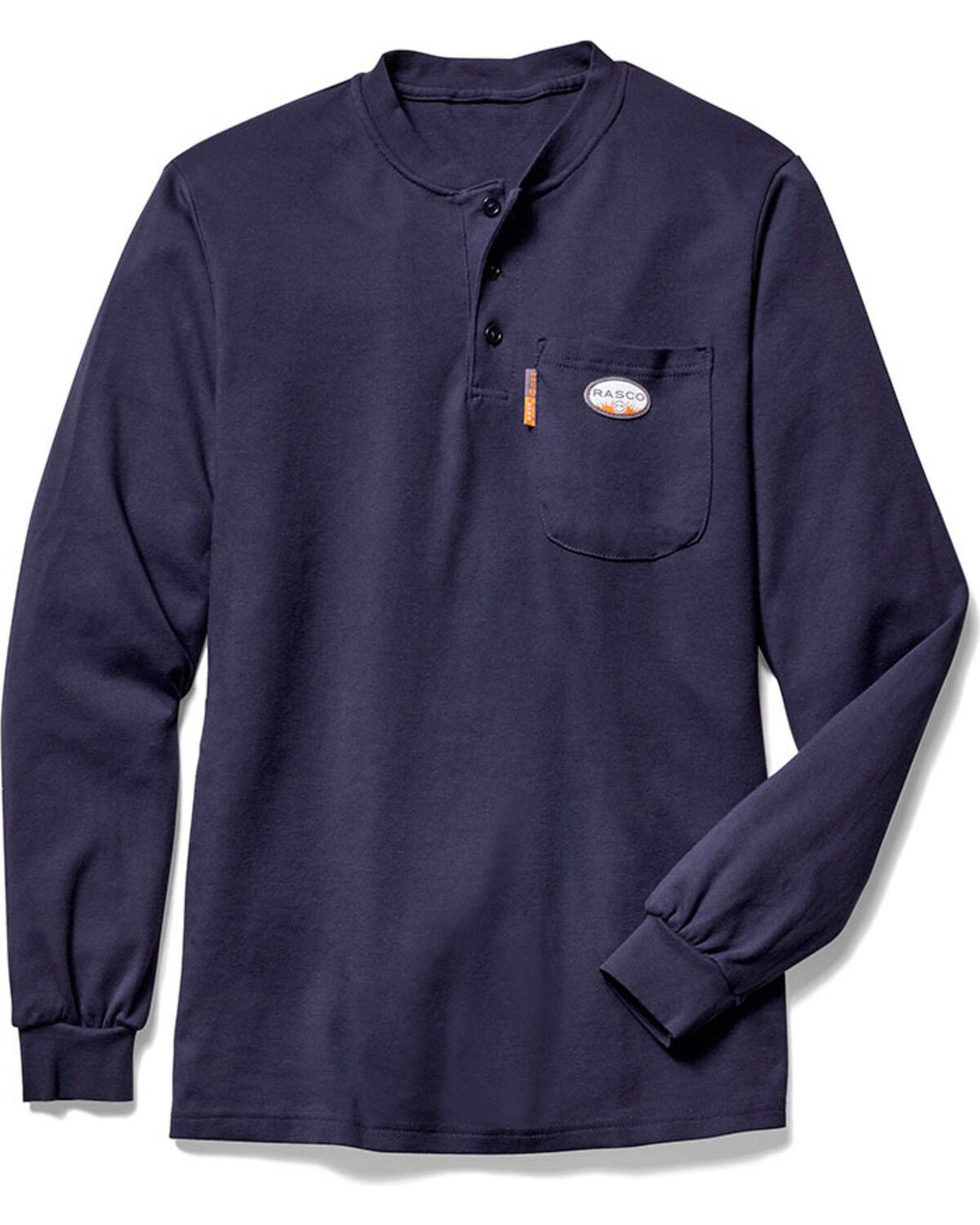 Rasco Men's FR Henley Long Sleeve Work T-Shirt - Big, Navy, hi-res