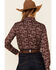 Rough Stock By Panhandle Women's Floral Print Lace Yoke Long Sleeve Snap Western Core Shirt , Burgundy, hi-res