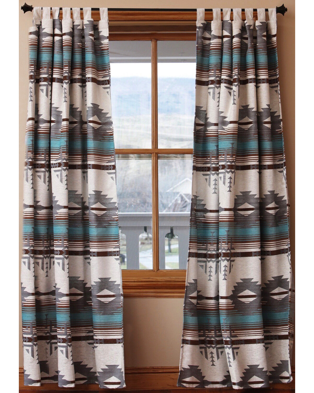 Image #1 - Carstens Badlands Tab Top Curtains, Turquoise, hi-res
