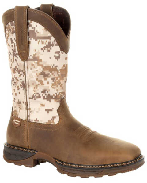 Durango Men's Camo Maverick XP Waterproof Western Work Boots - Steel Toe, Brown, hi-res