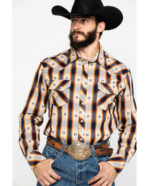 Image #1 - Rock & Roll Denim Men's Southwestern Jacquard Plaid Long Sleeve Western Shirt , , hi-res