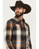 Image #2 - Wrangler Retro Men's Plaid Print Long Sleeve Snap Western Shirt, Brown, hi-res