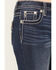 Image #4 - Miss Me Women's Dark Wash Mid Rise Winged Pocket 32" Bootcut Stretch Denim Jeans, Dark Wash, hi-res