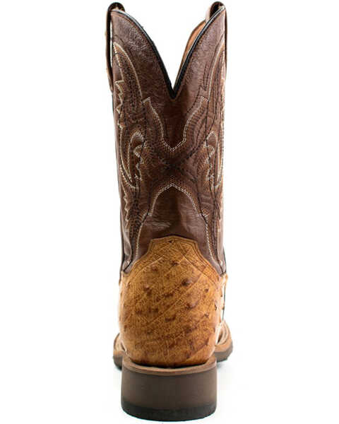 Dan Post Men's Saddle Hand Quill Ostrich Western Boots - Broad Square Toe, Tan, hi-res
