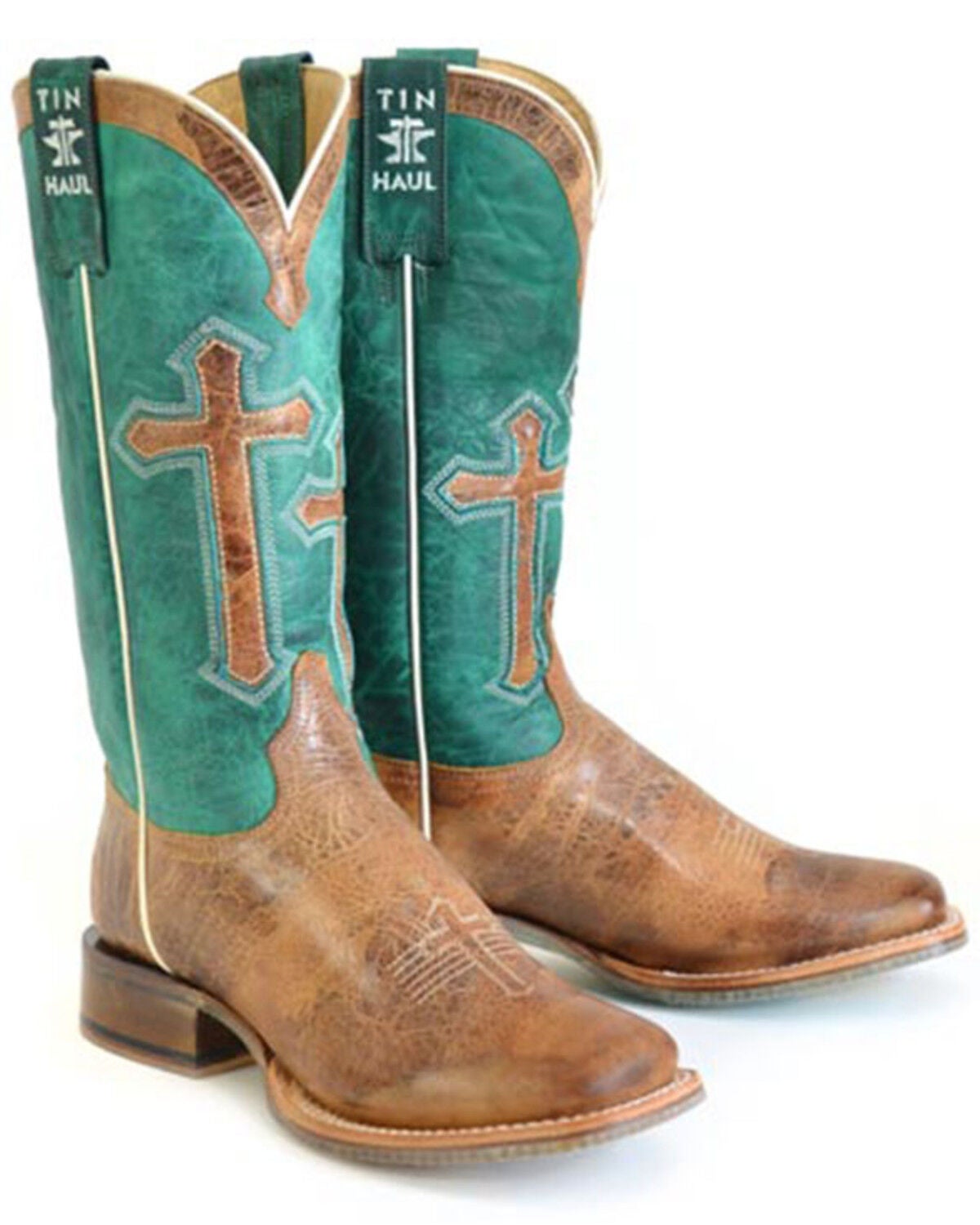 Tin Haul Women's Crucifix Western Boots - Broad Square Toe, Brown, hi-res