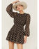 Lush Women's Floral Open Back Mini Dress, Black, hi-res