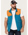 Rock & Roll Denim Men's Vintage 46 Color Block Vest, Teal, hi-res