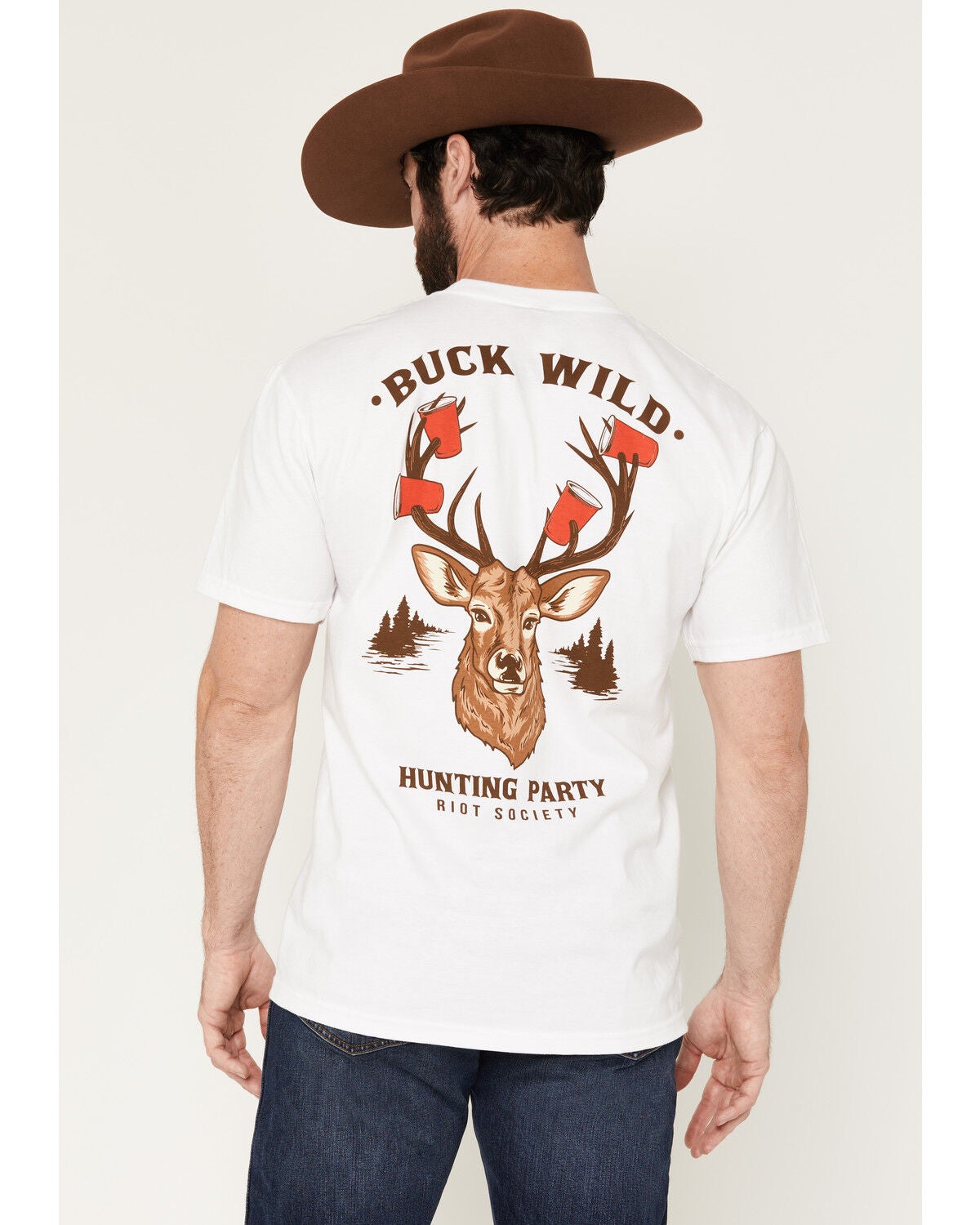 Image #1 - Riot Society Men's Buck Wild Short Sleeve Graphic T-Shirt, White, hi-res