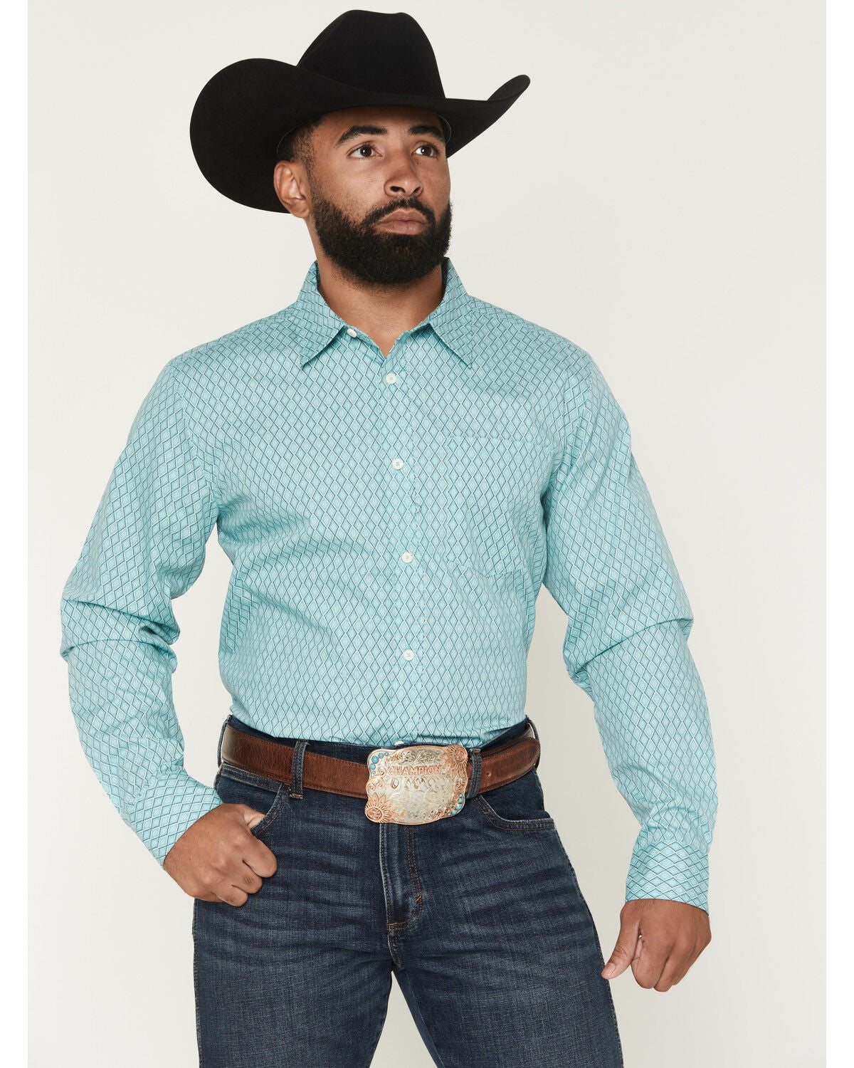 Gibson Trading Co Men's River Flow Medallion Print Long Sleeve Button-Down Western Shirt - Big, Light Blue, hi-res