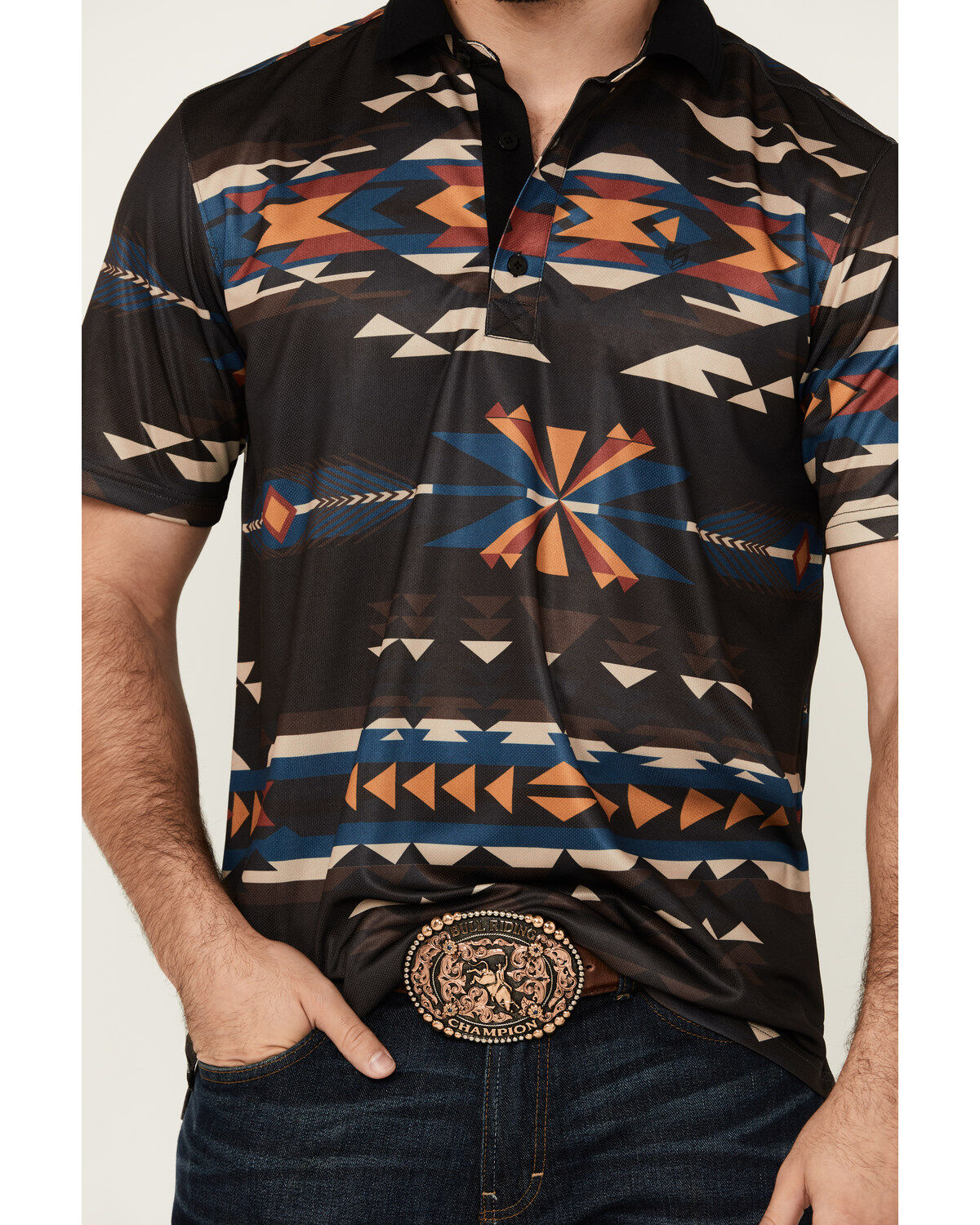 Image #3 - RANK 45® Men's Tarnation Southwestern Short Sleeve Button-Down Polo Shirt, , hi-res