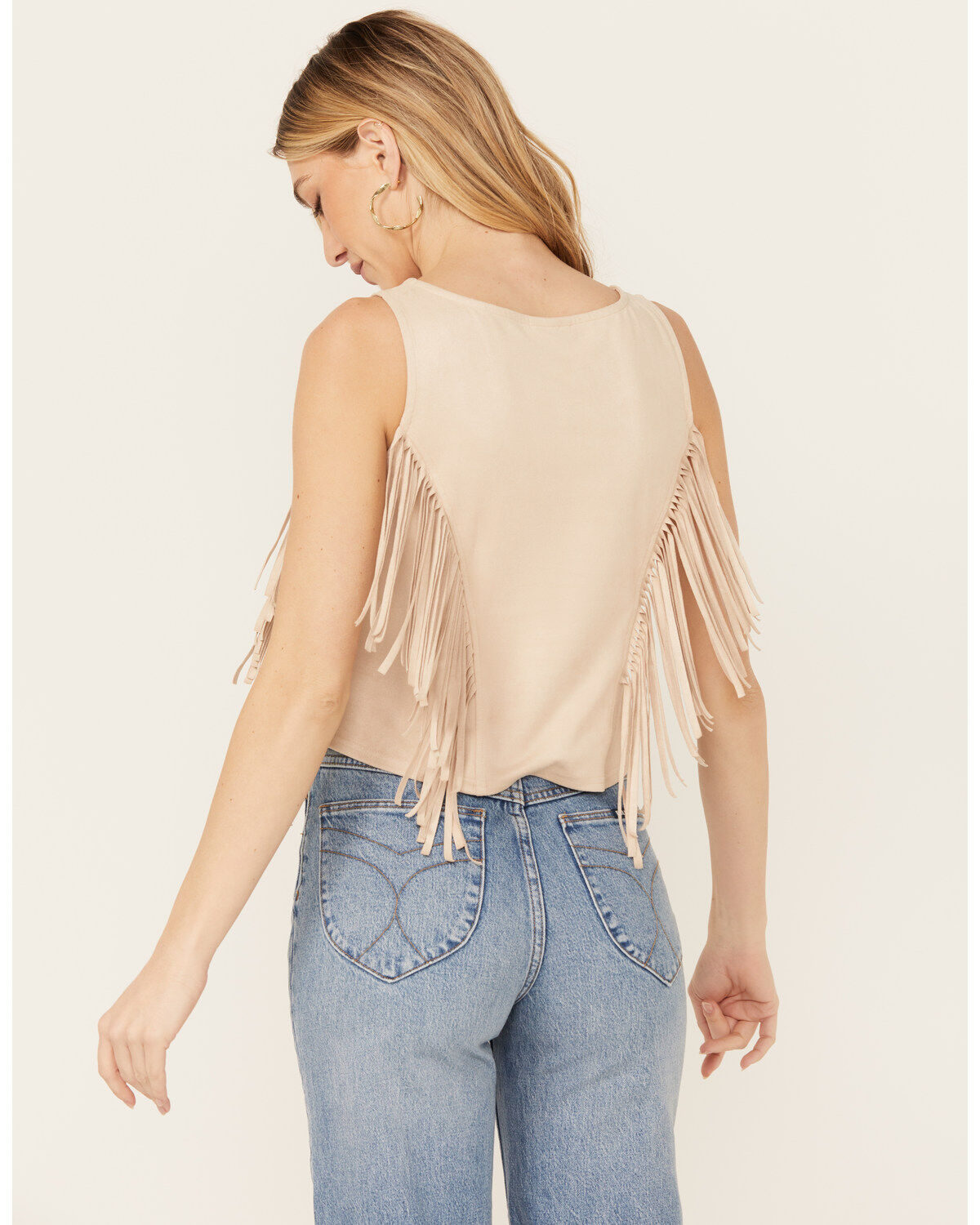Image #4 - Shyanne Women's Faux Suede Fringe Tank Top, Taupe, hi-res