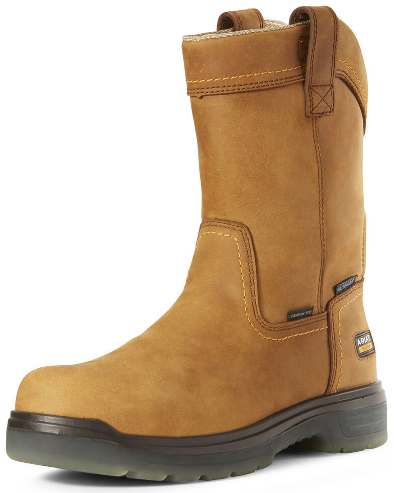 Ariat Men's Turbo Waterproof Western Work Boots - Carbon Toe, Brown, hi-res
