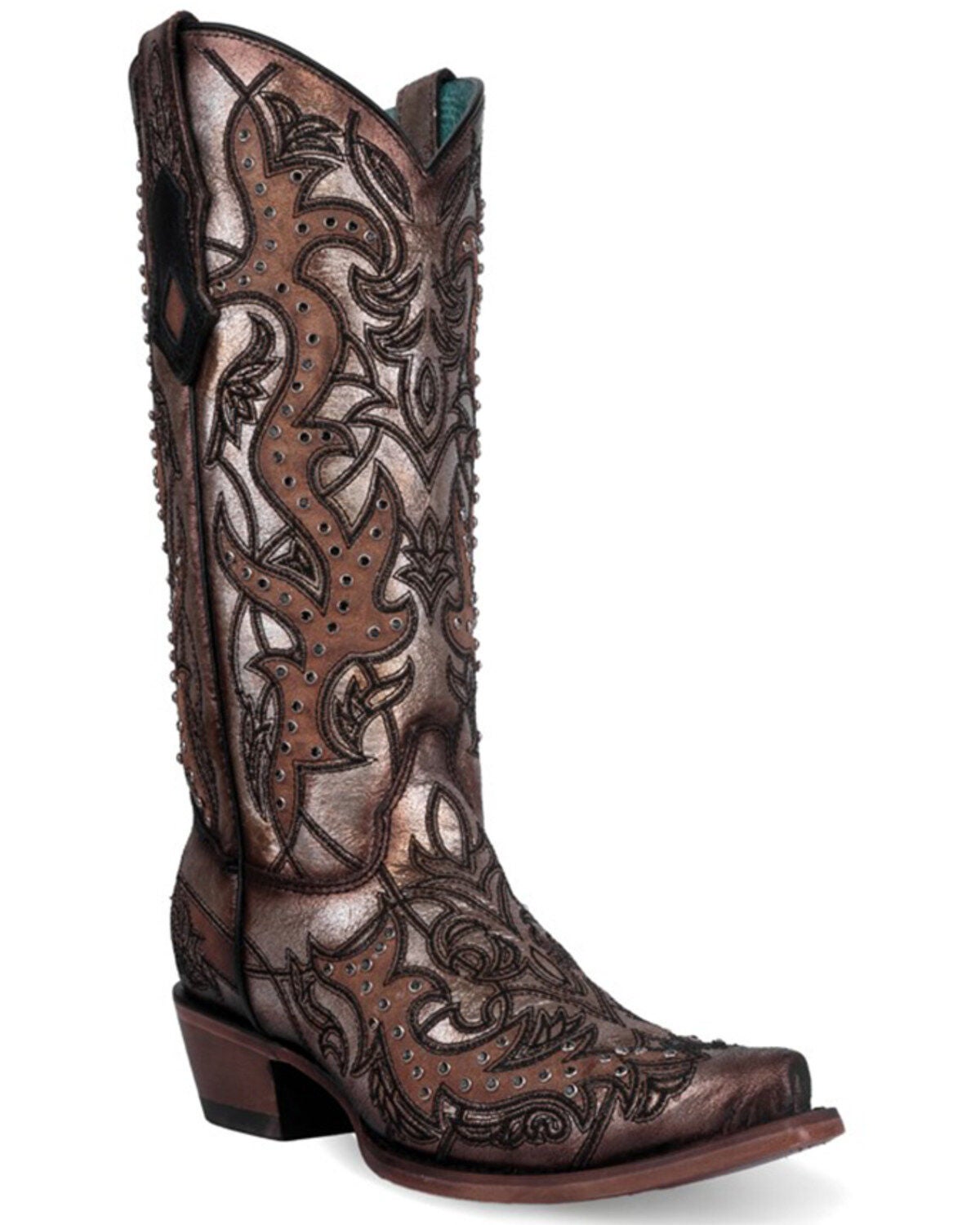 Corral Women's Embroidered Western Boots - Snip Toe, Gold, hi-res