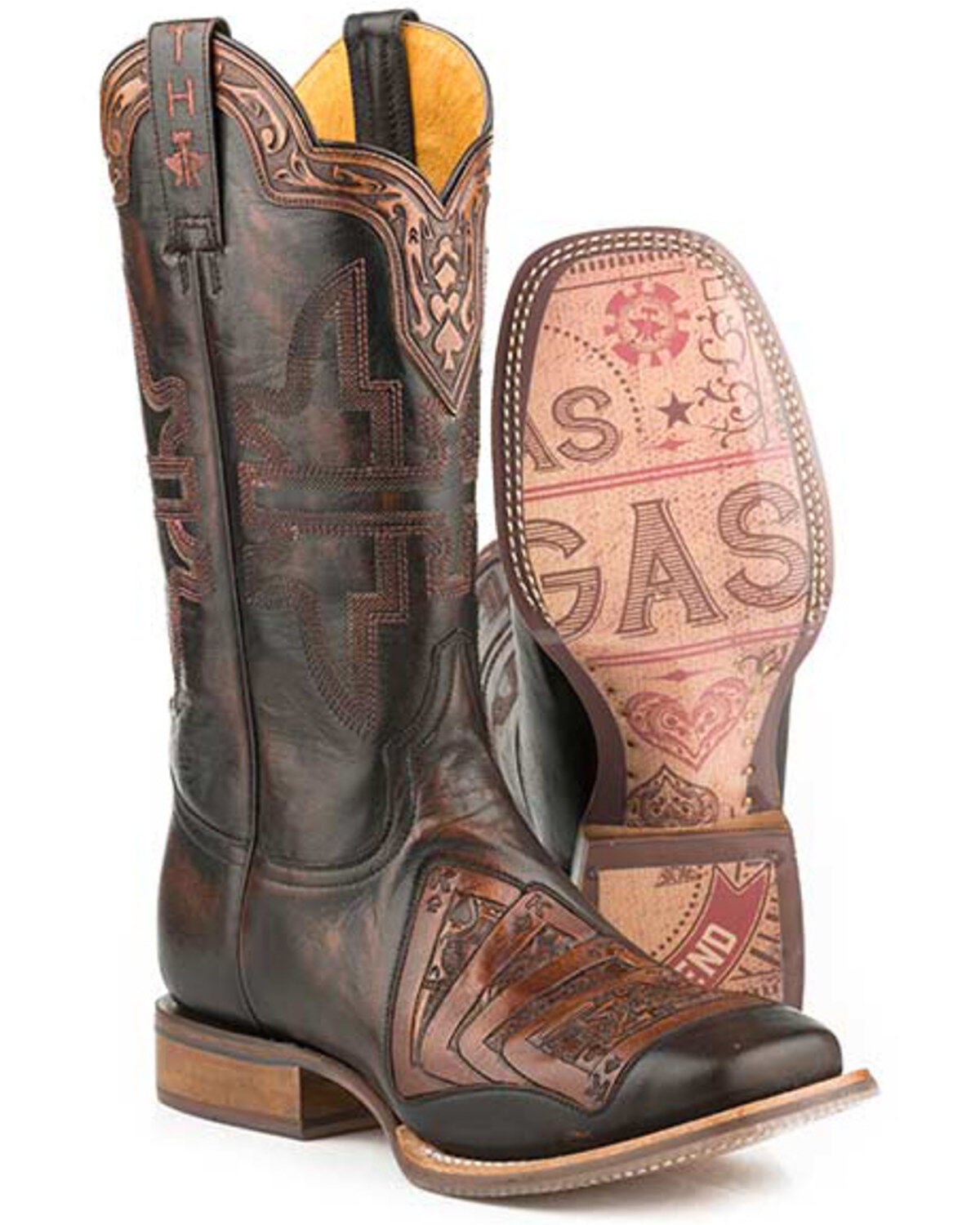 Tin Haul Men's Kings Gambling Legend Western Boots - Broad Square Toe, Black, hi-res
