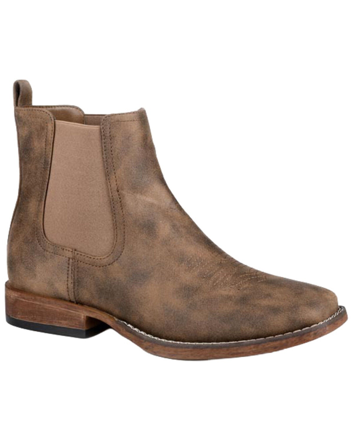 Image #1 - Roper Men's Logan Chelsea Boots - Broad Square Toe, Brown, hi-res