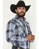 Image #2 - Ely Walker Men's Plaid Print Long Sleeve Pearl Snap Western Shirt - Big, Blue, hi-res