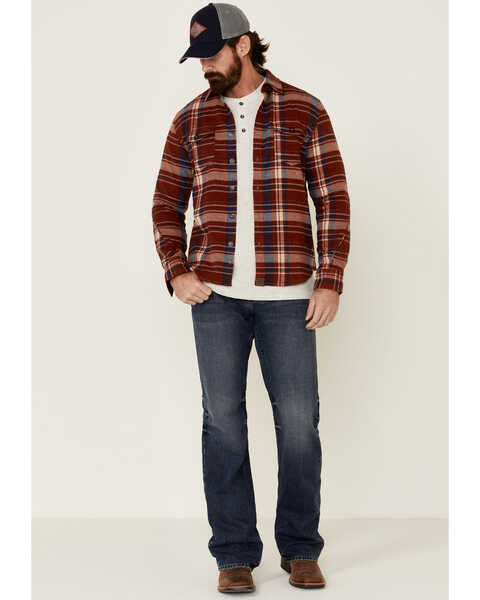 Dakota Grizzly Men's Tawny Large Plaid Print Long Sleeve Western Flannel Shirt , Red, hi-res