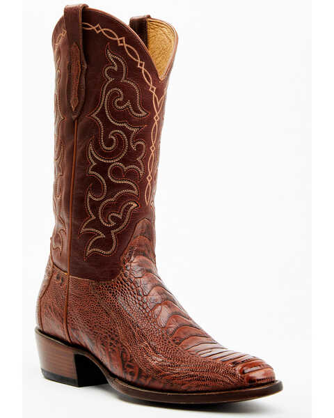 Cody James Men's Exotic Ostrich Leg Western Boots - Round Toe, Red, hi-res