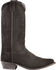 Image #2 - Old West Men's Roughout Suede Western Boots - Pointed Toe, Black, hi-res