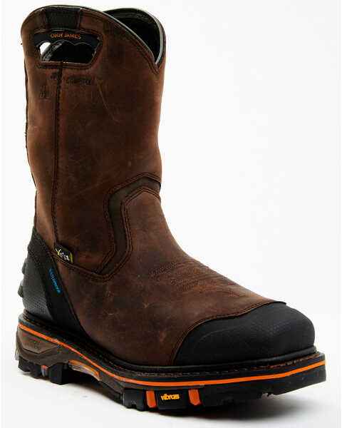 Cody James Men's Waterproof Met Guard Western Work Boots - Composite Toe, Brown, hi-res